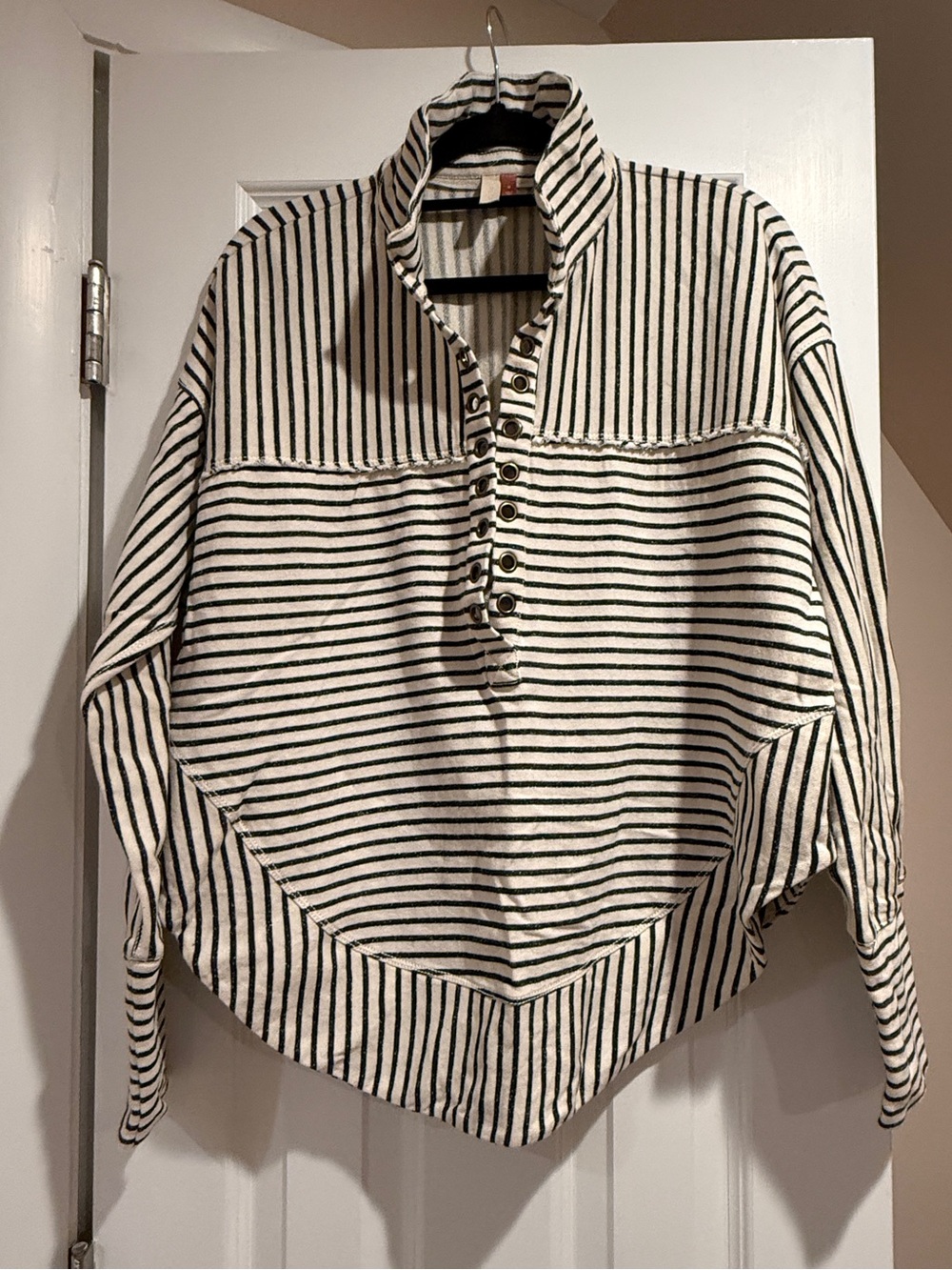 Anthropologie (Pilcro) Black & White Striped Lightweight Top, Size Medium